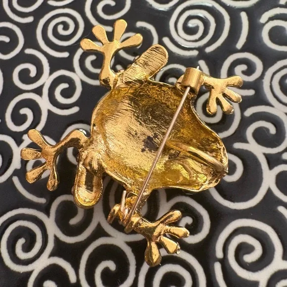 Colorful Rhinestone Frog Brooch - Picture 5 of 12